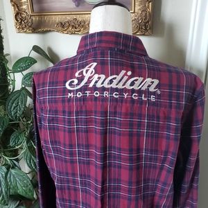 Indian Motorcycle Womens Plaid Button Down Size L